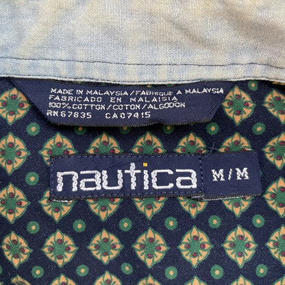 90S VINTAGE 古着　ビンテージ　ノーティカ　長袖シャツ　ロングスリーブ　総柄　NAUTICA ダウンボタン