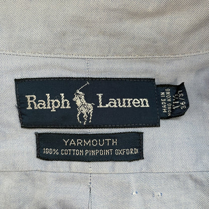 90s vintage 古着　ビンテージ　ラルフローレン　RalphLauren 　長袖シャツ　ボタンダウン　ヤーマス　無地　YARMOUTH