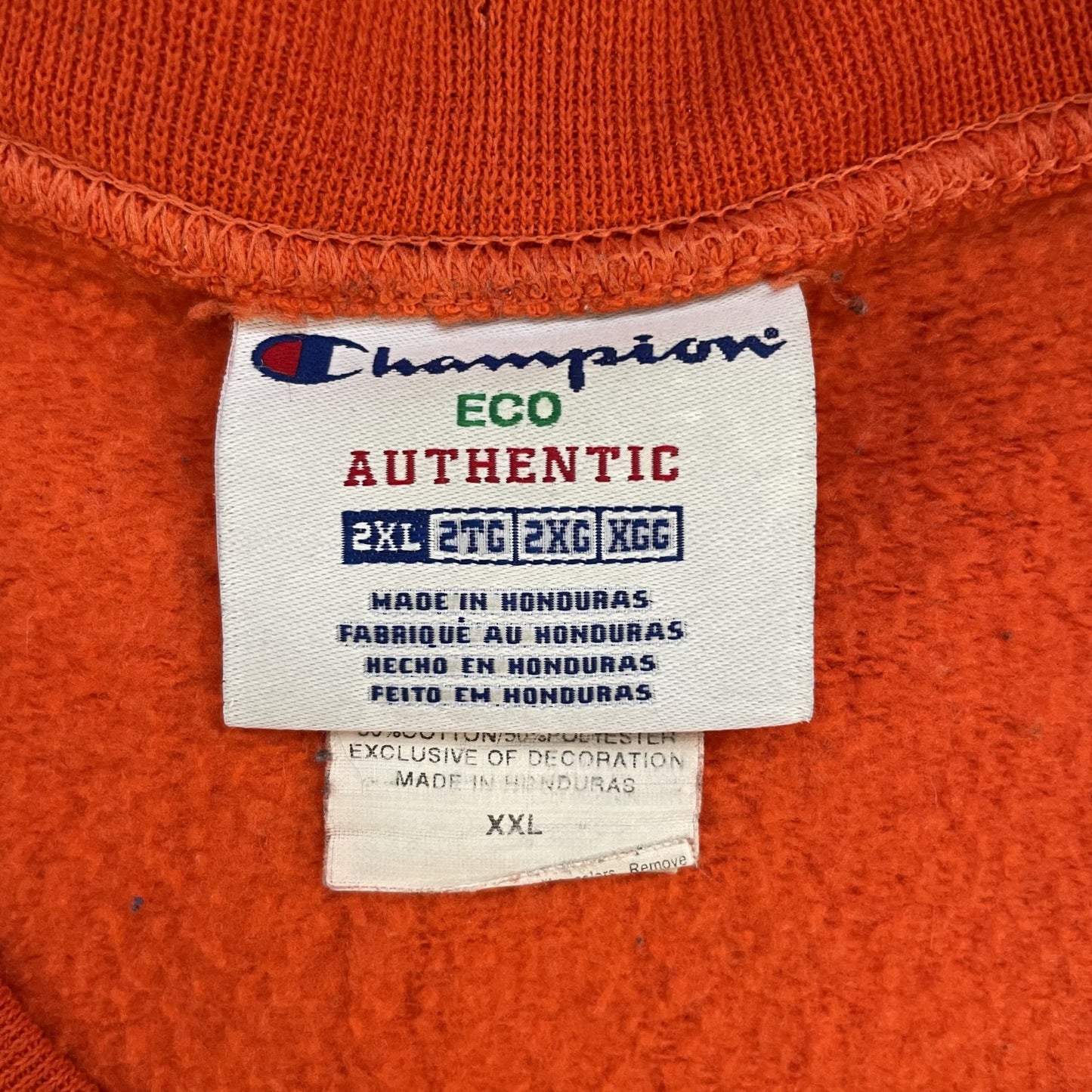 00s vintage 古着　ビンテージ　チャンピオン　Champion 無地スウェット　フロント目無し　オレンジ　ECO AUTHENTIC