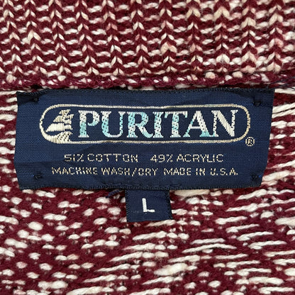 80s vintage 古着　ビンテージ　ピューリタン　PURITAN カーディガン　USA製　インディアン　民族　紳士