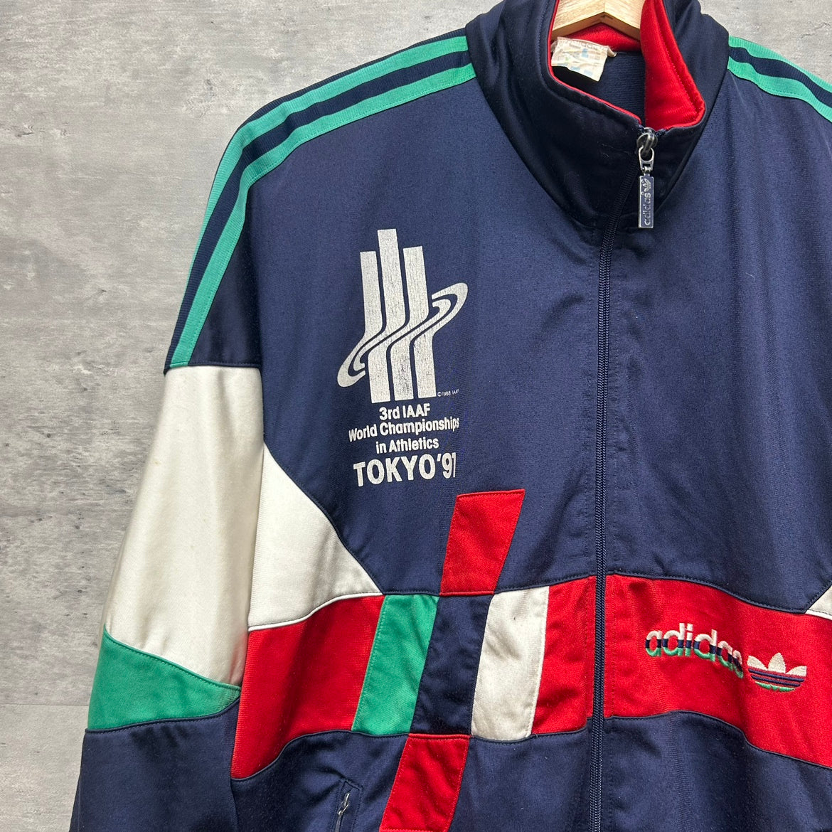 90s Adidas トラックジャケット アディダス TOKYO ナイロンジャケット ストリート マルチカラー vintage 古着 ビンテージ Mサイズ