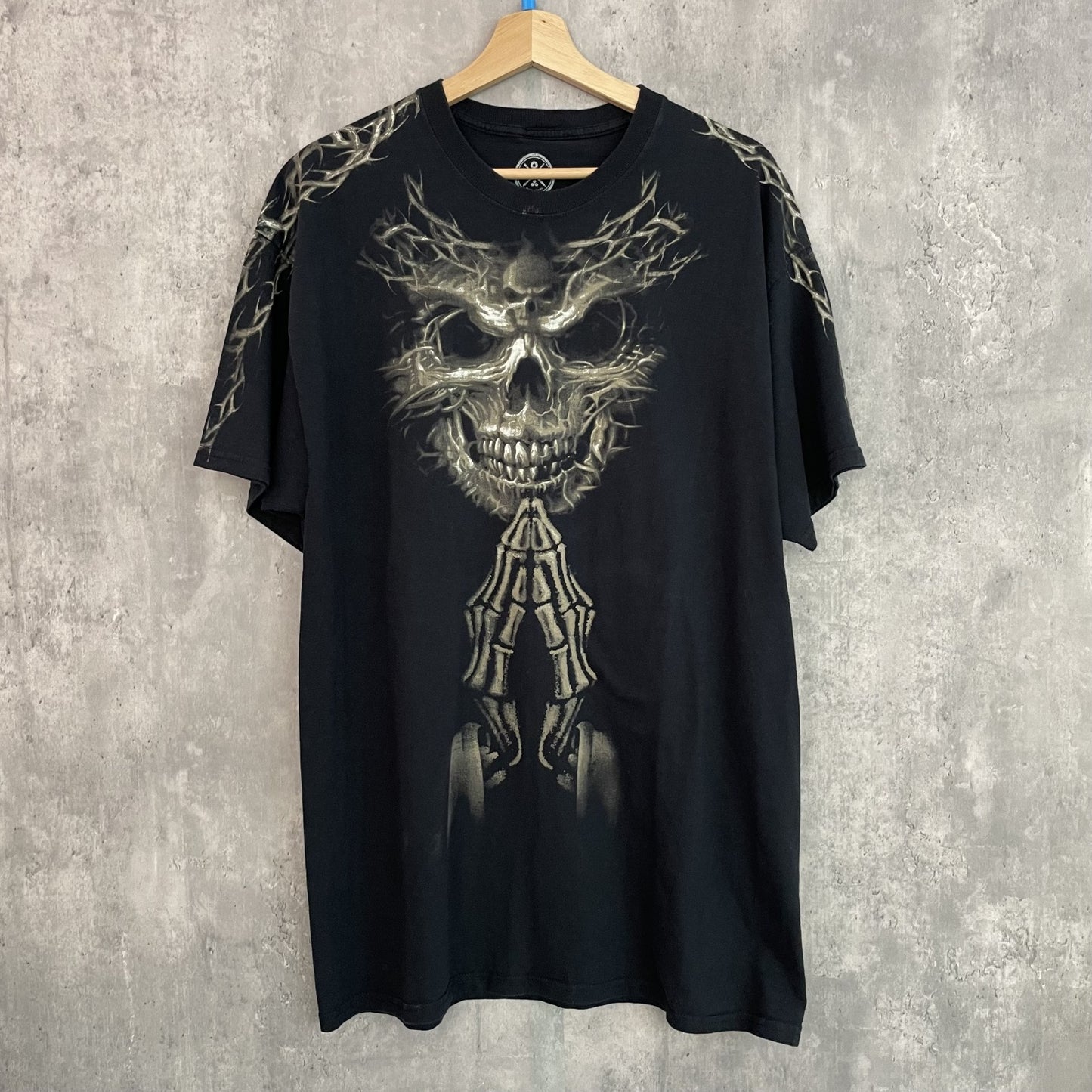 00s vintage 古着　ビンテージ　ODM プリントTシャツ　大判プリント　スカル　骸骨　Skull