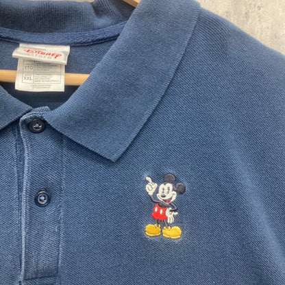 00s Walt Disney World ポロシャツ 半袖 ワンポイント ロゴ 刺しゅう ミッキー 古着 ビンテージ ネイビー XXL