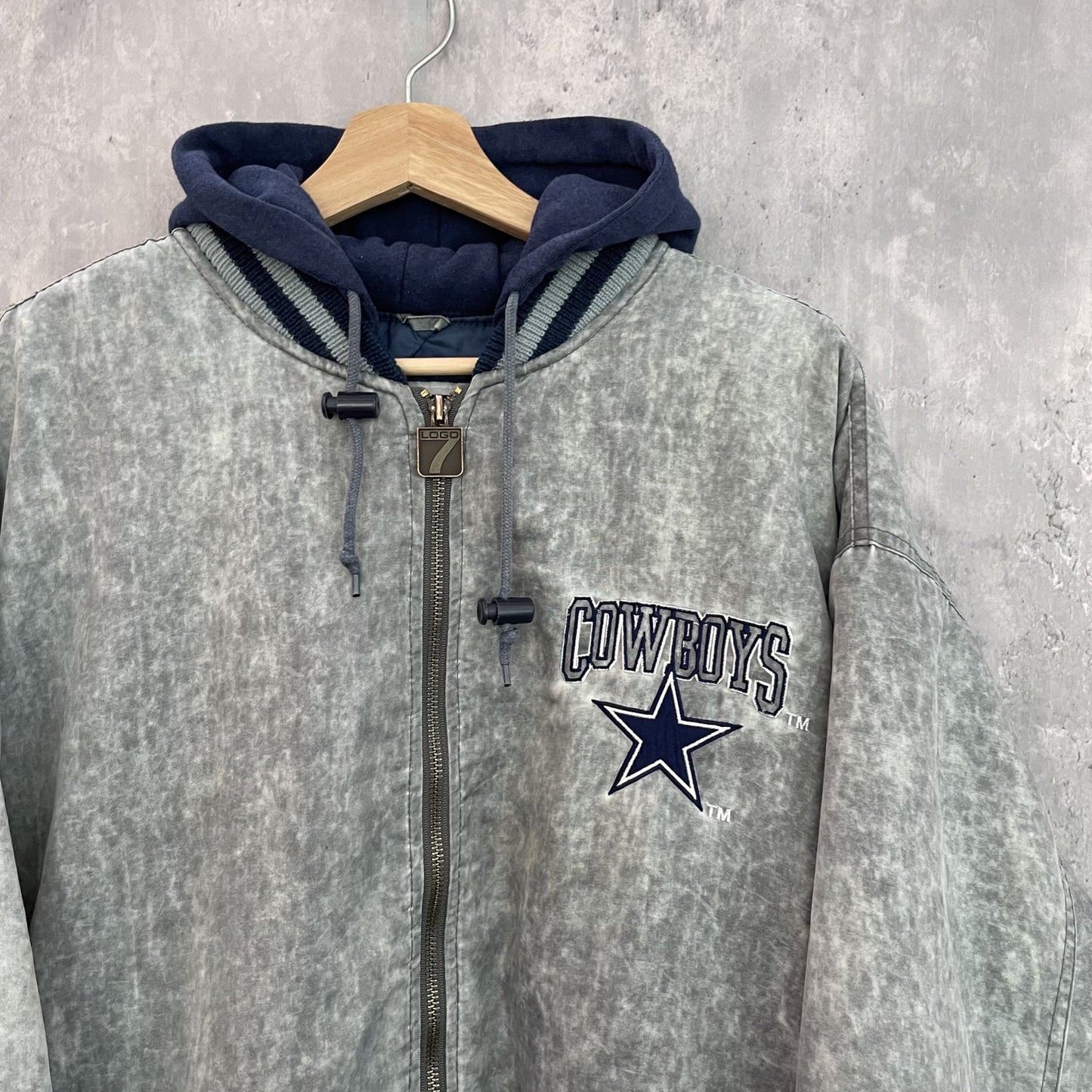 90s vintage 古着　ビンテージ　NFL LOGO7 COWBOYS スタジャン　フーディー　カウボーイズ　ロゴセブン