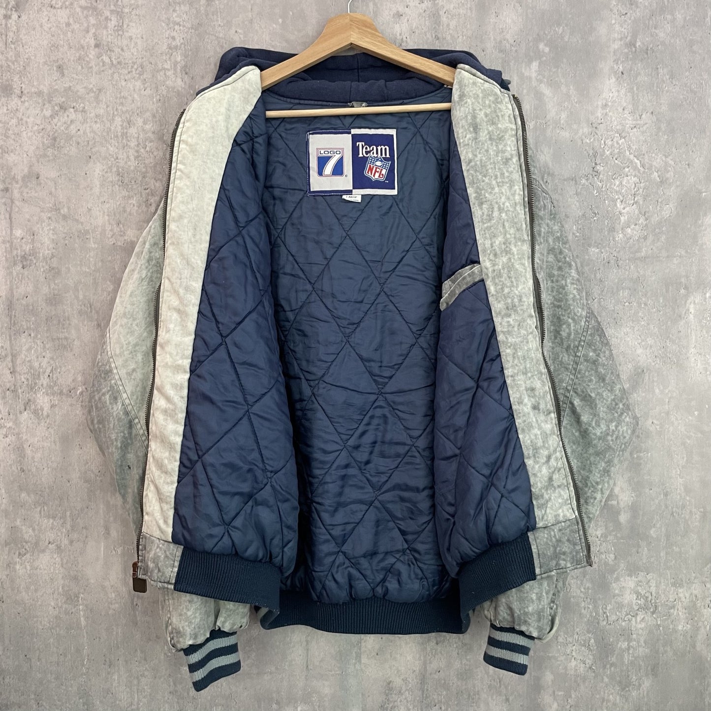 90s vintage 古着　ビンテージ　NFL LOGO7 COWBOYS スタジャン　フーディー　カウボーイズ　ロゴセブン