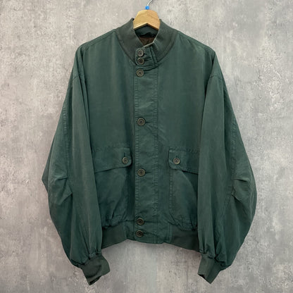 90s vintage 古着　ビンテージ　PETERBROWN ブルゾン　裏地王虫色　レーヨン　シルク　グリーン　ワンカラー