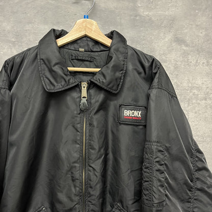 90s vintage　古着　ビンテージ　BRONX ブラック　フルジップ　パイロットジャケット　ナイロン　フライトジャケット