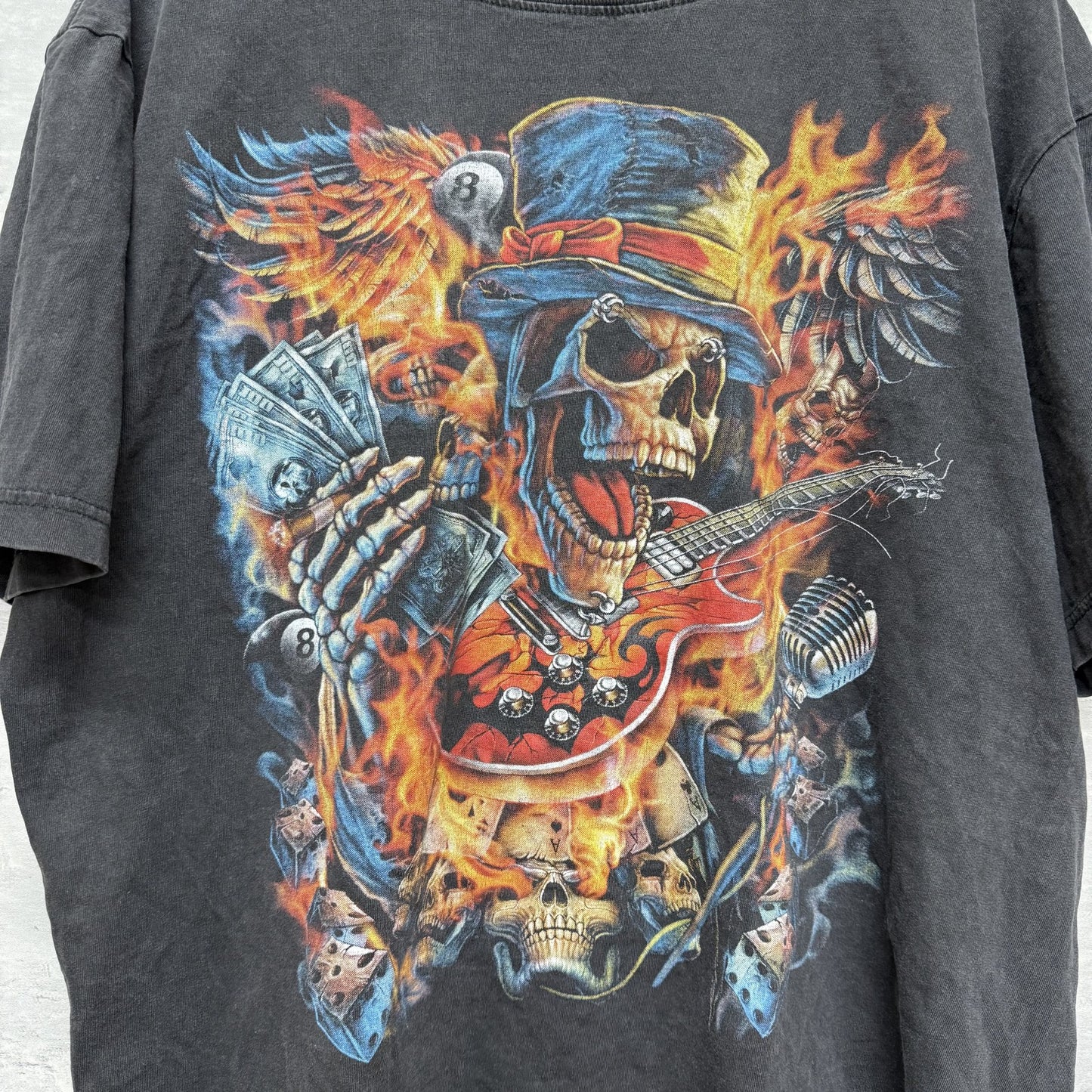 00s vintage 古着　ビンテージ　スカルTシャツ　Y2K ビック両面プリント　ROCK オーバーサイズ　ブラック