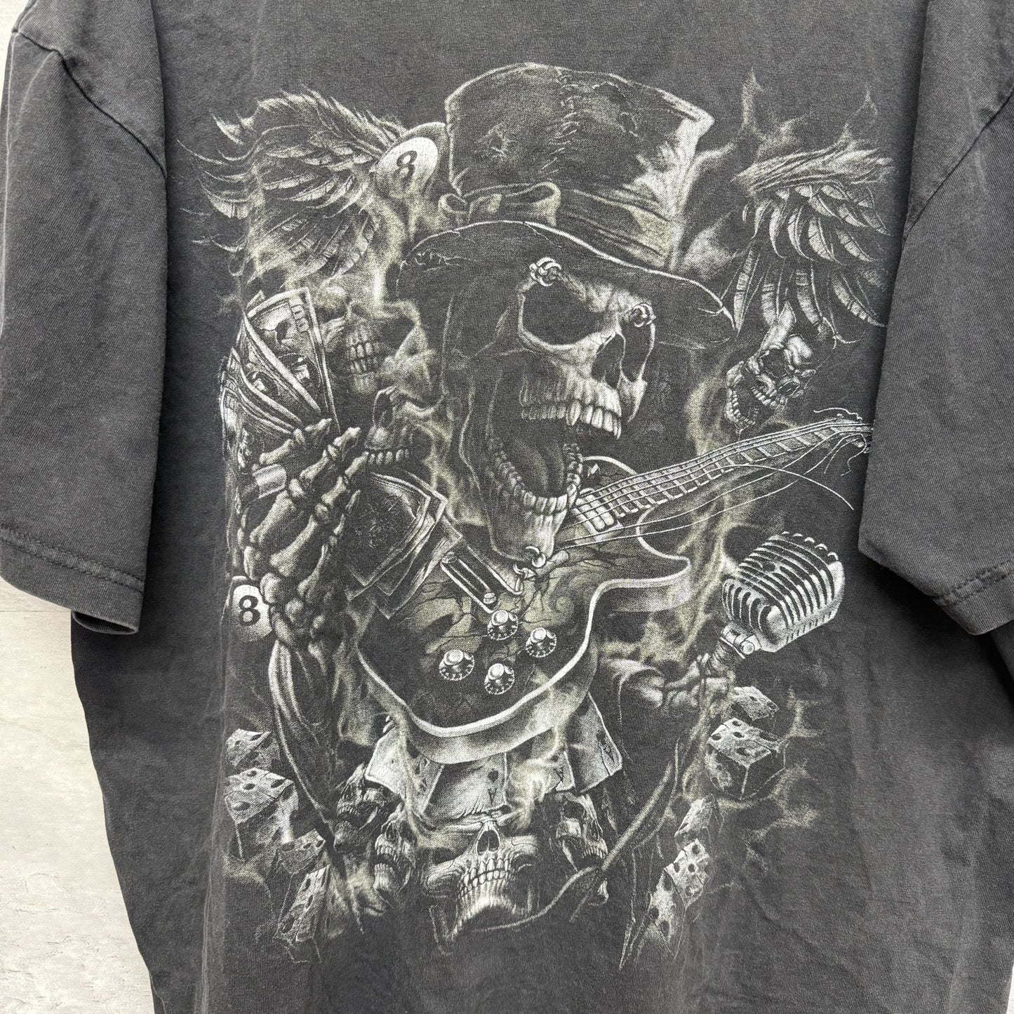 00s vintage 古着　ビンテージ　スカルTシャツ　Y2K ビック両面プリント　ROCK オーバーサイズ　ブラック