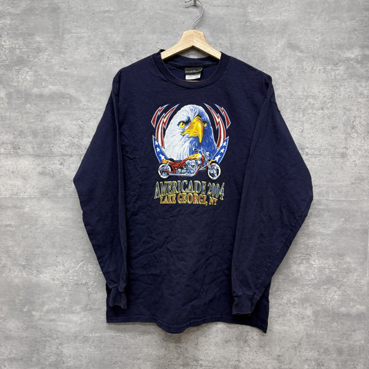 00s vintage 古着　ビンテージ　バイカー　ストリート　スケーター　Jones&Mitchell USA製　ネイビー　ロンT