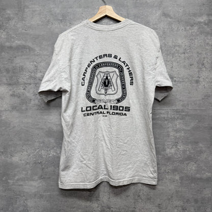 90s 00s vintage 古着　ビンテージ　BAYSIDE USA製　胸ポケット付き　ホワイト　バックプリント　