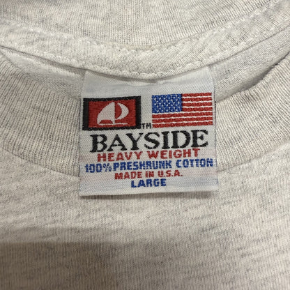 90s 00s vintage 古着　ビンテージ　BAYSIDE USA製　胸ポケット付き　ホワイト　バックプリント　