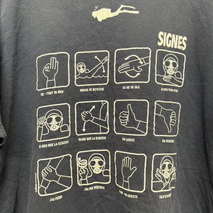 00s プリントTシャツ　シティ　ストリート　オーバーサイズ　ダイバーサイン　SIGNESTシャツ　ネイビー