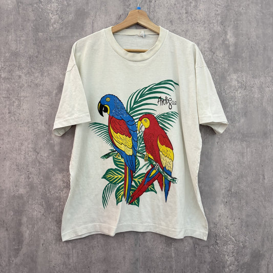 90s vintage 古着　ビンテージ　オーバーサイズ　ホワイト　ストリート　鳥　インコ　アニマル　アメカジ