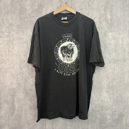 90s vintage 古着　ビンテージ　Hanes　ヘインズ　Tシャツ　干支　羊Tシャツ　袖シングル　ブラック