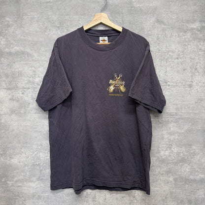 90s vintage 古着　ビンテージ　ハードロック　HardRock 胸元ロゴ　バックプリント　グレー