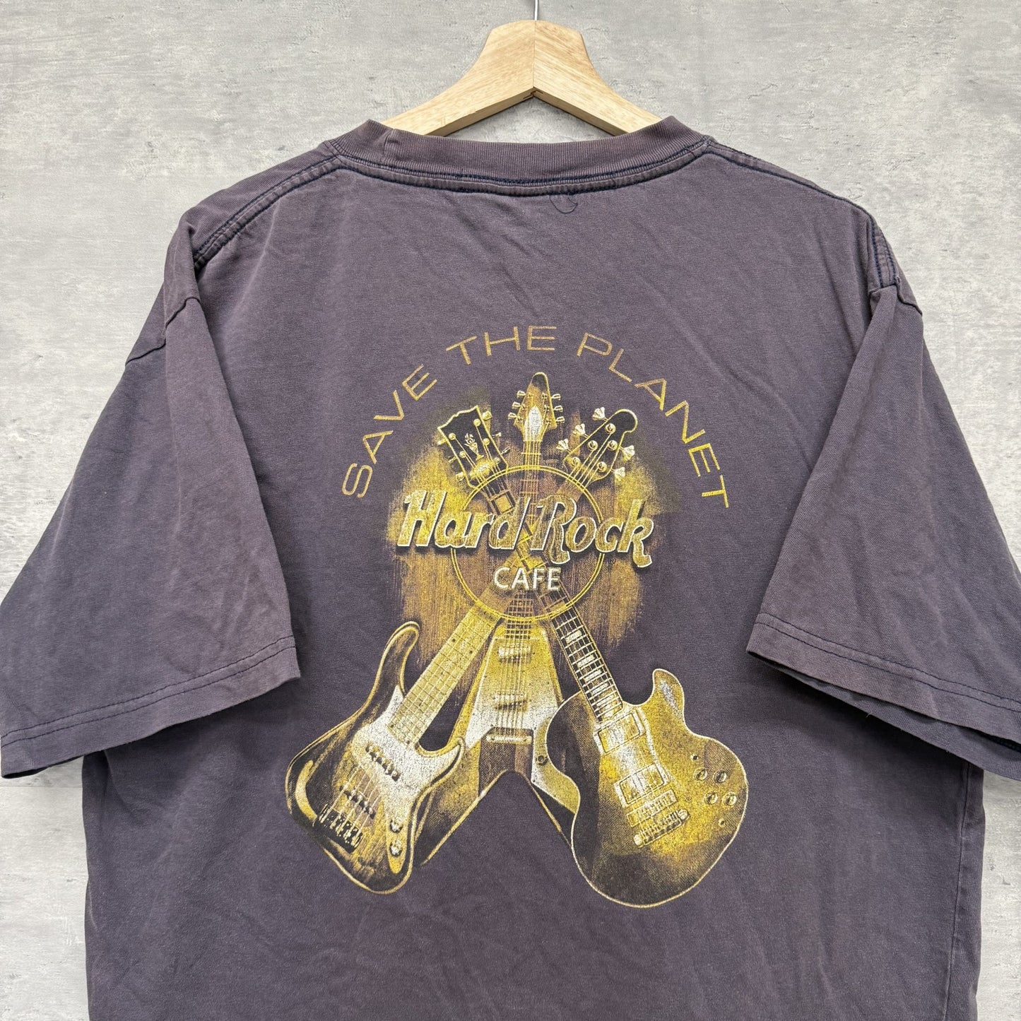 90s vintage 古着　ビンテージ　ハードロック　HardRock 胸元ロゴ　バックプリント　グレー