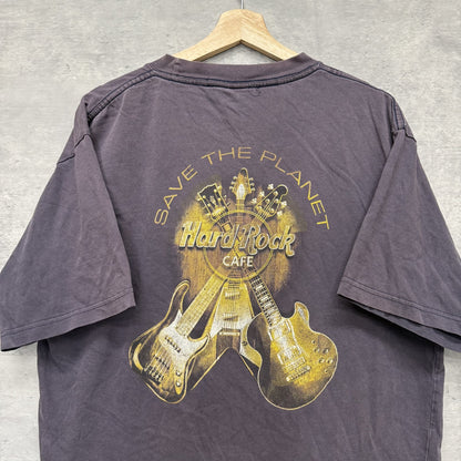 90s vintage 古着　ビンテージ　ハードロック　HardRock 胸元ロゴ　バックプリント　グレー