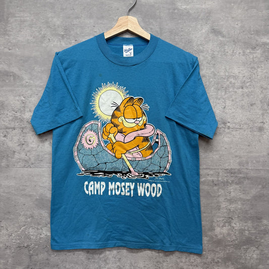 80s 90s vintage 古着　ビンテージ　Velva Sheen Tシャツ　ガーフィールド　キャラクター　アメリカ製　ライトブルー