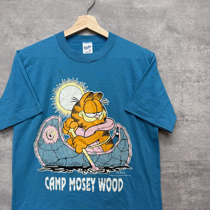 80s 90s vintage 古着　ビンテージ　Velva Sheen Tシャツ　ガーフィールド　キャラクター　アメリカ製　ライトブルー