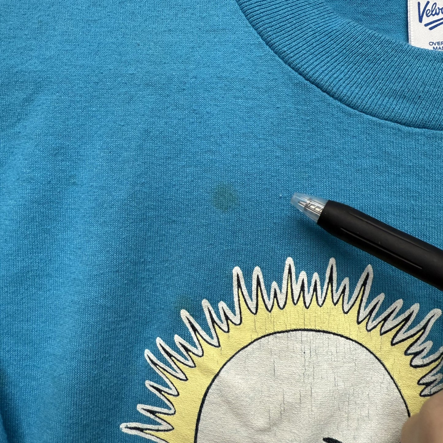 80s 90s vintage 古着　ビンテージ　Velva Sheen Tシャツ　ガーフィールド　キャラクター　アメリカ製　ライトブルー