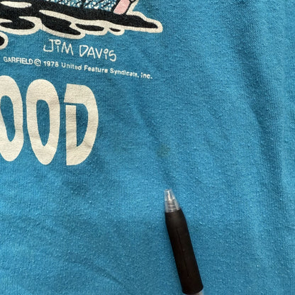 80s 90s vintage 古着　ビンテージ　Velva Sheen Tシャツ　ガーフィールド　キャラクター　アメリカ製　ライトブルー