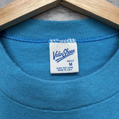 80s 90s vintage 古着　ビンテージ　Velva Sheen Tシャツ　ガーフィールド　キャラクター　アメリカ製　ライトブルー