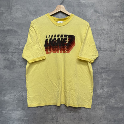 00s vintage 古着　ビンテージ　Tシャツ　LIGNE7 リンガー　アメカジ　カジュアル　フロントロゴ　イエロー