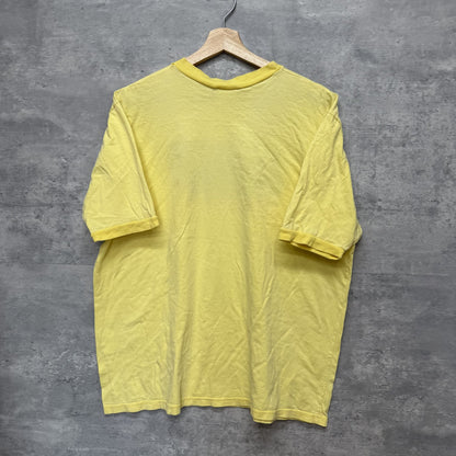 00s vintage 古着　ビンテージ　Tシャツ　LIGNE7 リンガー　アメカジ　カジュアル　フロントロゴ　イエロー