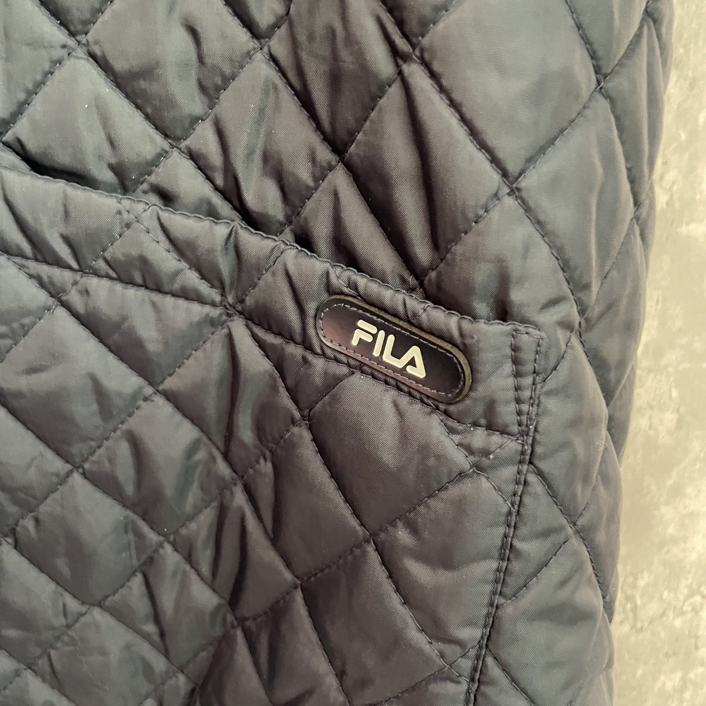 00s vintage 古着　ビンテージ　FILA フィラ　キルティングジャケット　スナップ　ネイビー