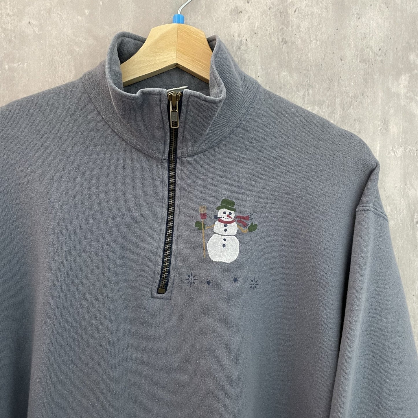 90s vintage 古着　ビンテージ　リー　Lee USA製　ハーフジップスウェット　雪だるまプリント