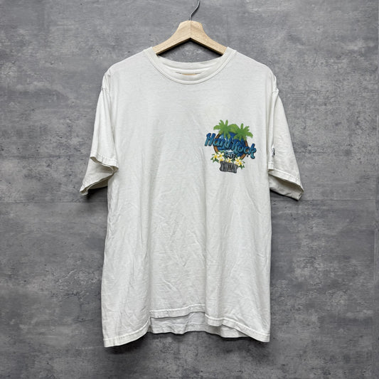 90s vintage 古着　ビンテージ　ハードロック　HardRock 胸元　バックプリント　アメカジ　ホワイト