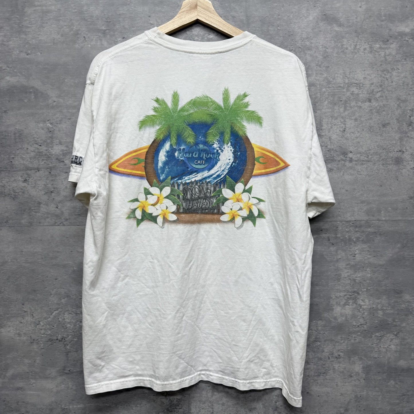 90s vintage 古着　ビンテージ　ハードロック　HardRock 胸元　バックプリント　アメカジ　ホワイト