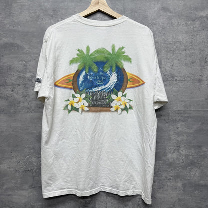 90s vintage 古着　ビンテージ　ハードロック　HardRock 胸元　バックプリント　アメカジ　ホワイト