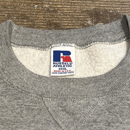 90s Russel カレッジフットボールセンタープリントスウェット　グレー　XXXL