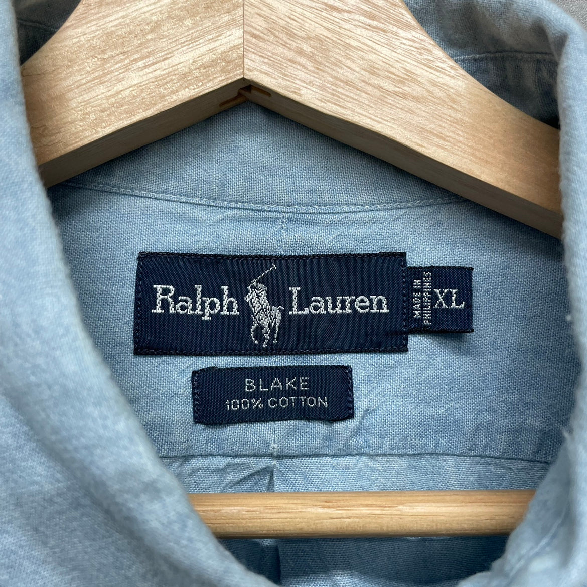 90s RalphLauren ラルフローレン 長袖シャツ デニム　BLAKE XLサイズ BIGSHIRT シャンブレ 古着 vintage ルーズ ビンテージ