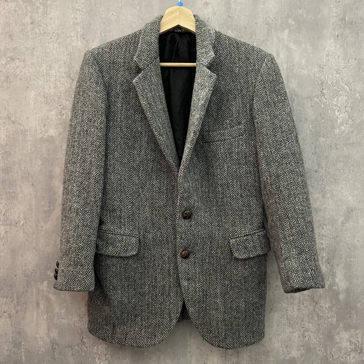 80s vintage 古着　ヴィンテージ　Harris Tweed ハリスツイード　ウールテーラードジャケット　カジュアル　紳士