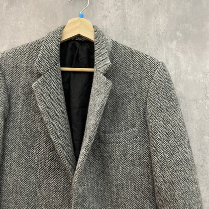 80s vintage 古着　ヴィンテージ　Harris Tweed ハリスツイード　ウールテーラードジャケット　カジュアル　紳士