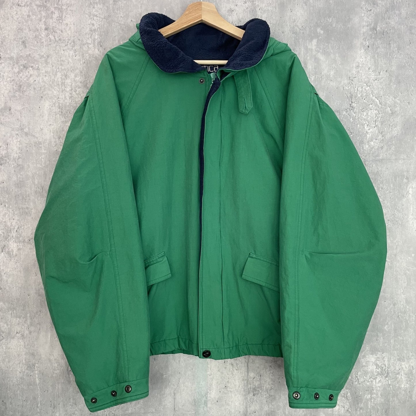 90s NAUTICA ノーティカ vintage jacket フリース 古着 ビンテージ 裏地 ナイロン NYLON Lサイズ 緑 グリーン