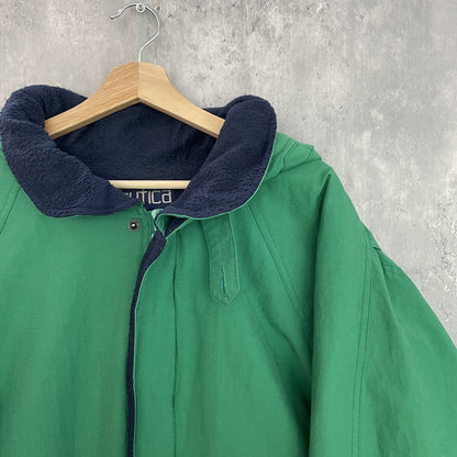 90s NAUTICA ノーティカ vintage jacket フリース 古着 ビンテージ 裏地 ナイロン NYLON Lサイズ 緑 グリーン