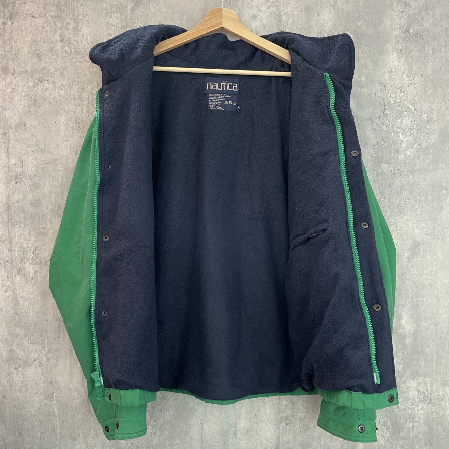 90s NAUTICA ノーティカ vintage jacket フリース 古着 ビンテージ 裏地 ナイロン NYLON Lサイズ 緑 グリーン