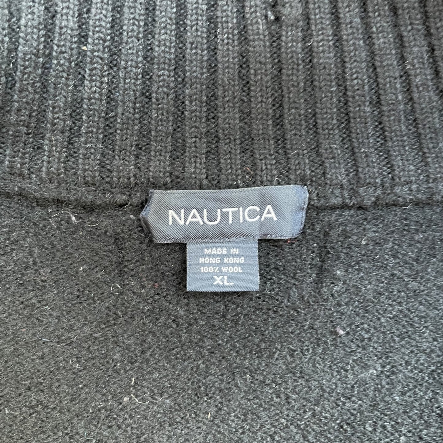 00s NAUTICA ノーティカ 古着 vintage ビンテージ ウール ブラック　ダブルジップ  ドライバーズニット