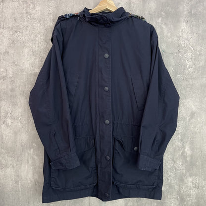 90s EddieBauer vintage 古着 ストームジャケット ナイロン ネイビー アウトドア 裏地 ウール チェック