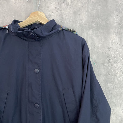 90s EddieBauer vintage 古着 ストームジャケット ナイロン ネイビー アウトドア 裏地 ウール チェック