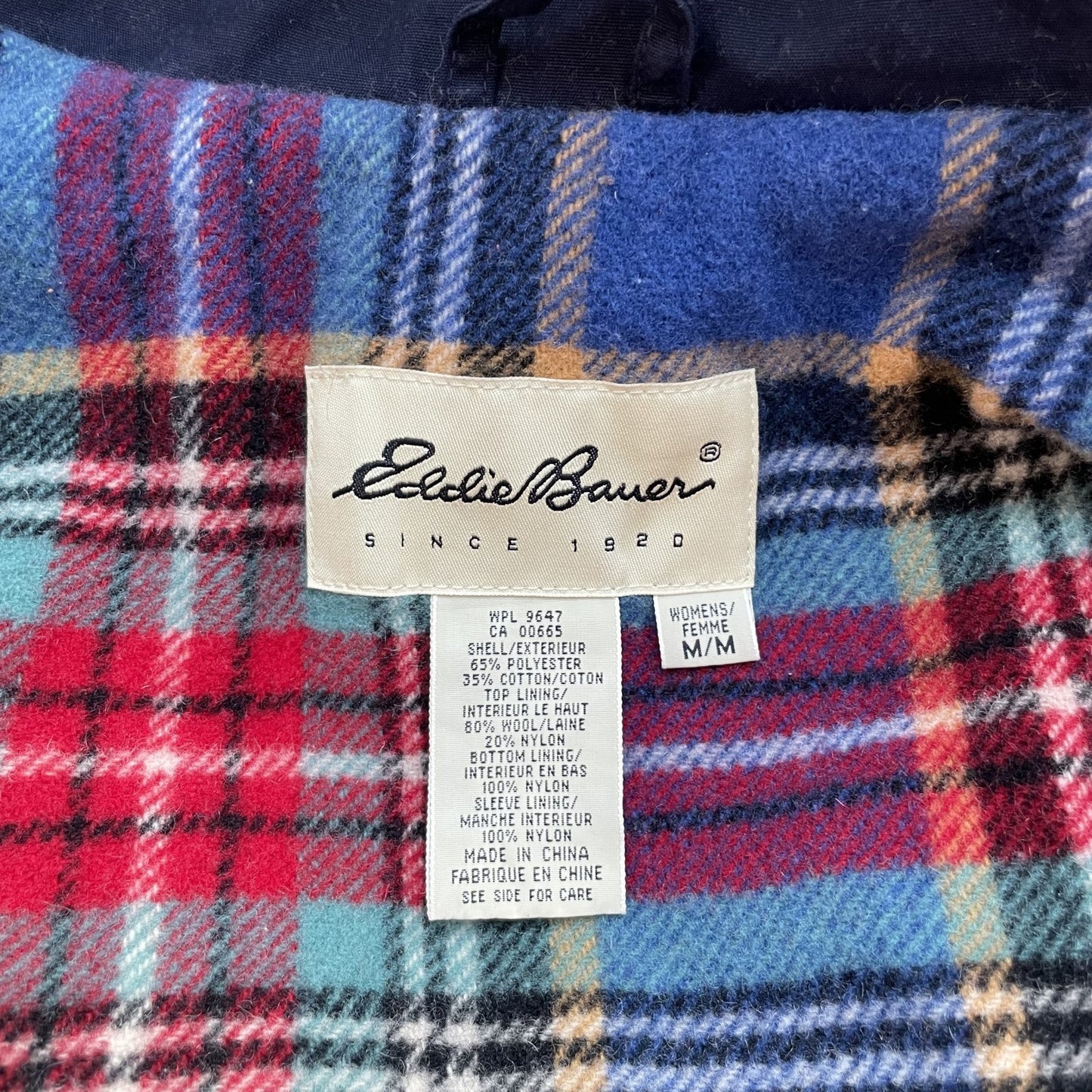 90s EddieBauer vintage 古着 ストームジャケット ナイロン ネイビー アウトドア 裏地 ウール チェック