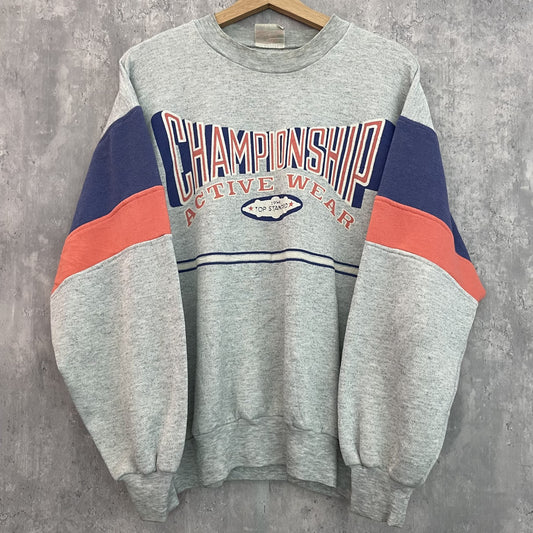 90s vintage 古着　ビンテージ　actiue CHAMPIONSHIP カレッジスウェット　フロントロゴ　プリント　ストリート