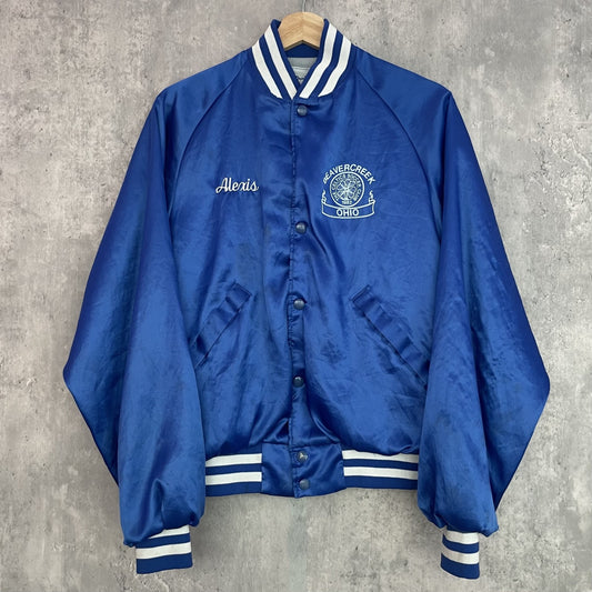 80s vintage USA製　古着　OHIO ナイロンスタジャン　オハイオ大学　カレッジ　スナップ　ストリート　ビンテージ