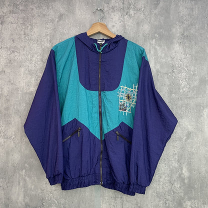 90s vintage PUMA 古着　プーマ　ビンテージ　ナイロンジャケット　ツートンカラー　フルジップ　フーディー付　ストリート