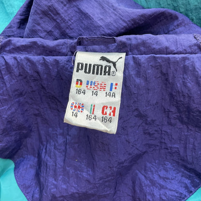 90s vintage PUMA 古着　プーマ　ビンテージ　ナイロンジャケット　ツートンカラー　フルジップ　フーディー付　ストリート