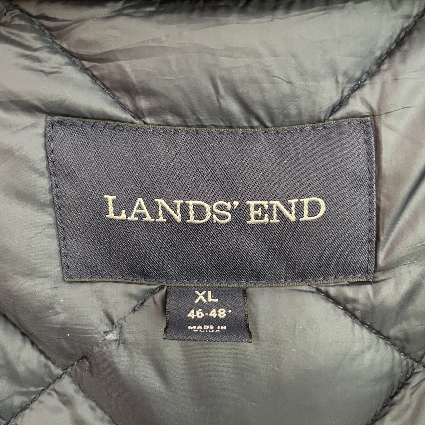 00s vintage 古着　ビンテージ　ランズエンド　LANDS'END　ナイロンベスト　無地　キルティング　ネイビー　ストリート